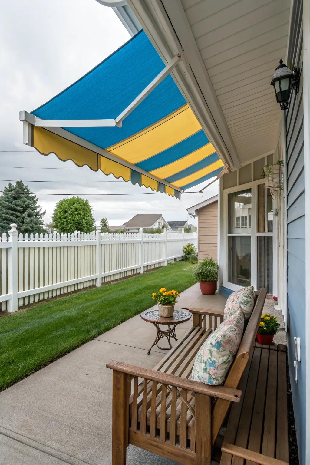 A retractable awning for adaptable shade.