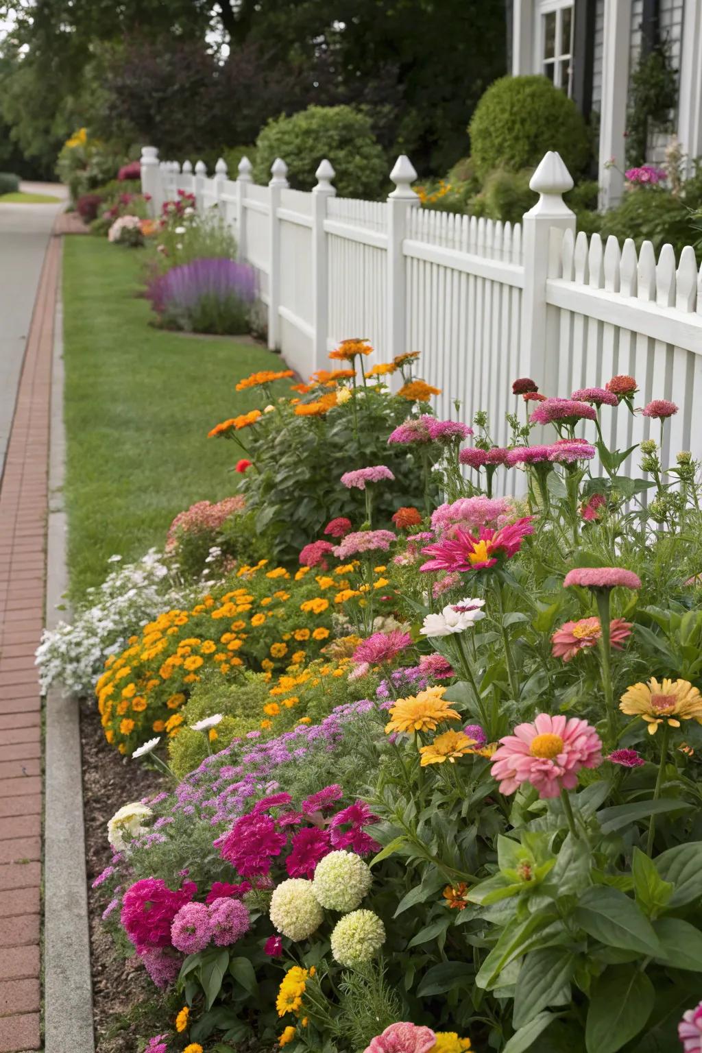 A mix of vibrant flowers can turn your front yard into a lively canvas.