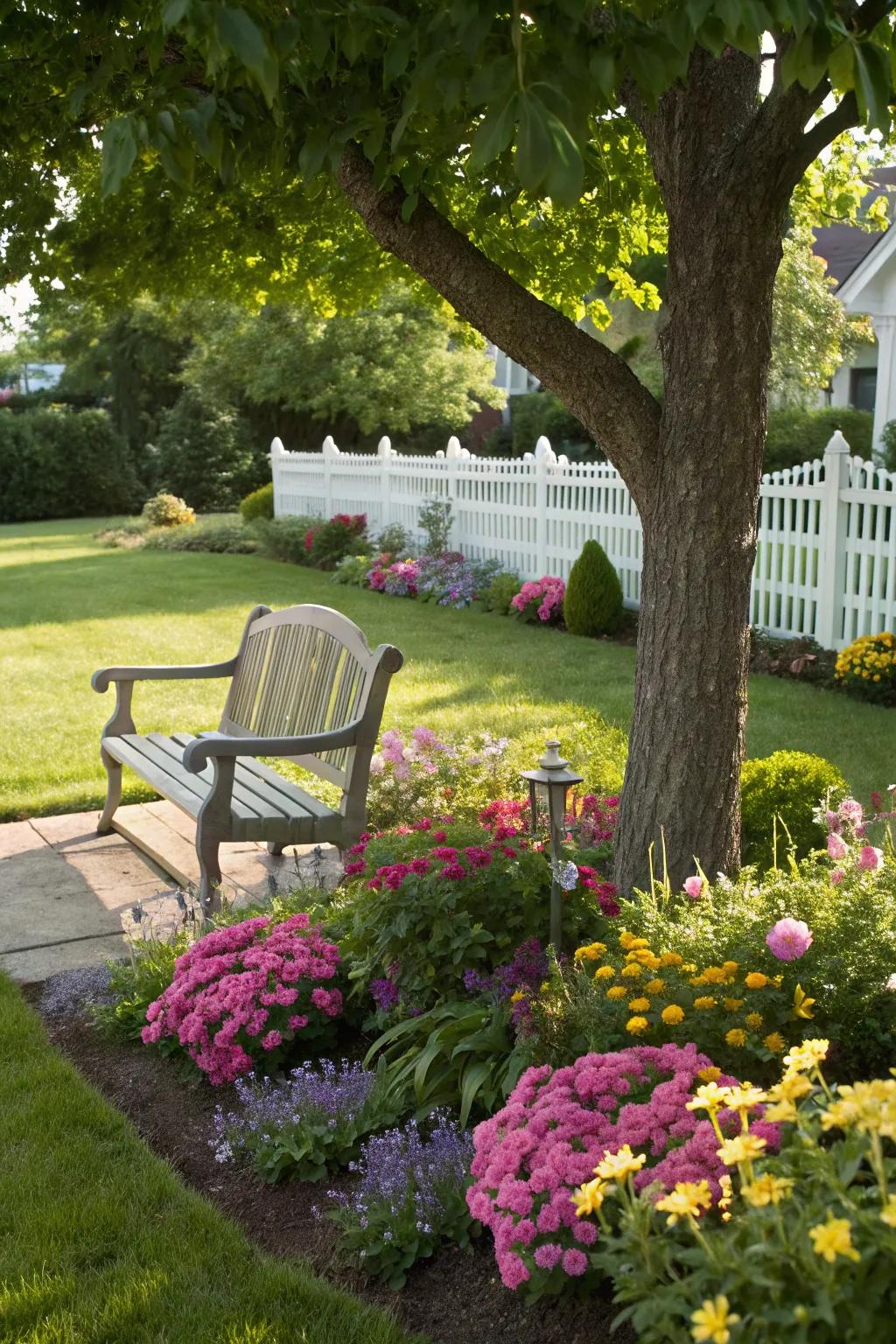 Find peace with a garden bench haven in your front yard.