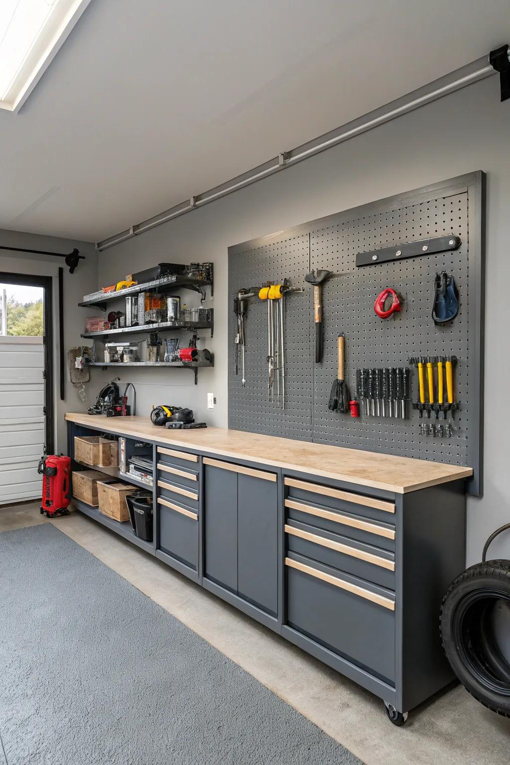 Gray offers a balance of style and practicality for your garage.