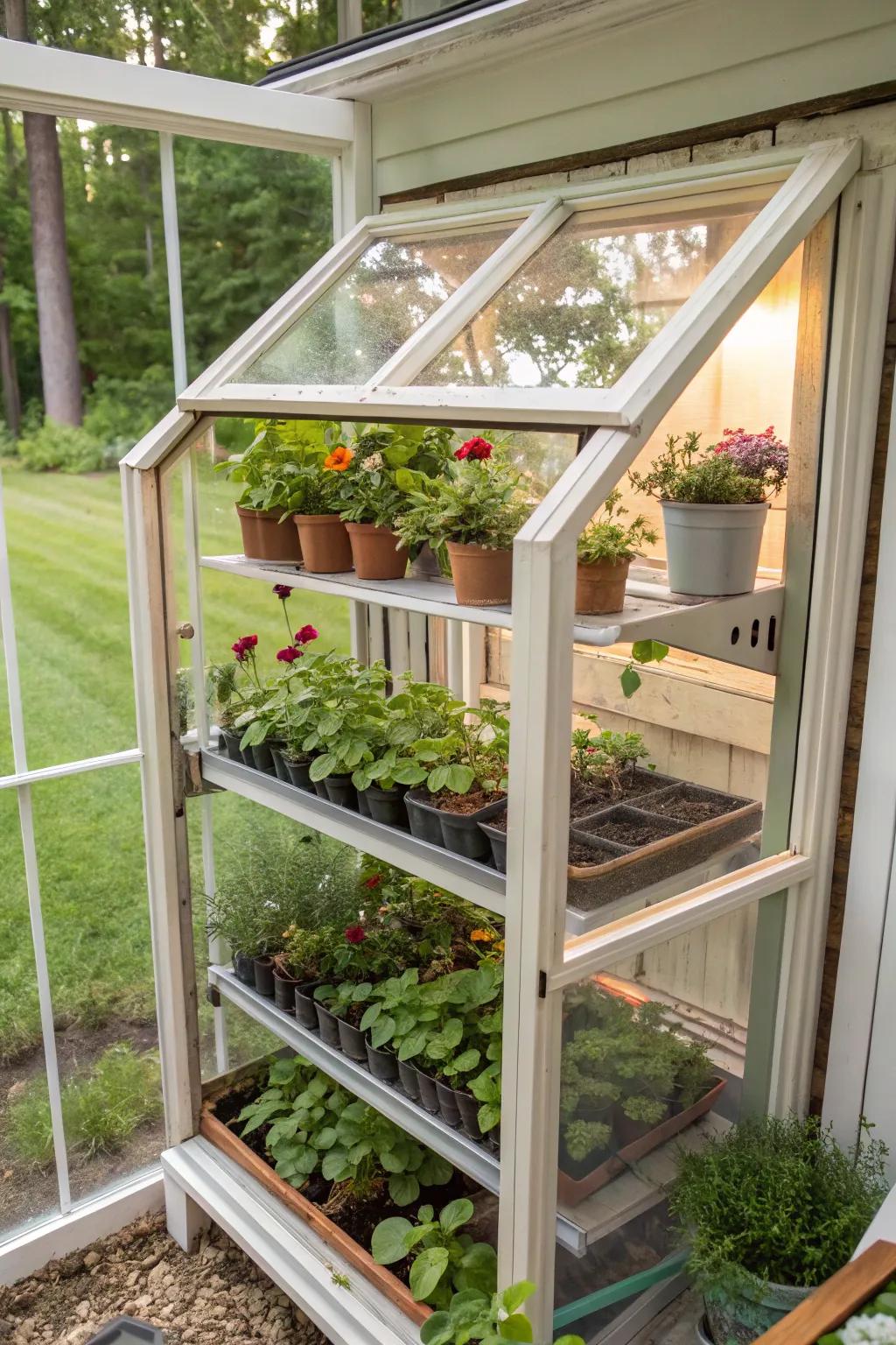 Maximize space with a mini greenhouse.