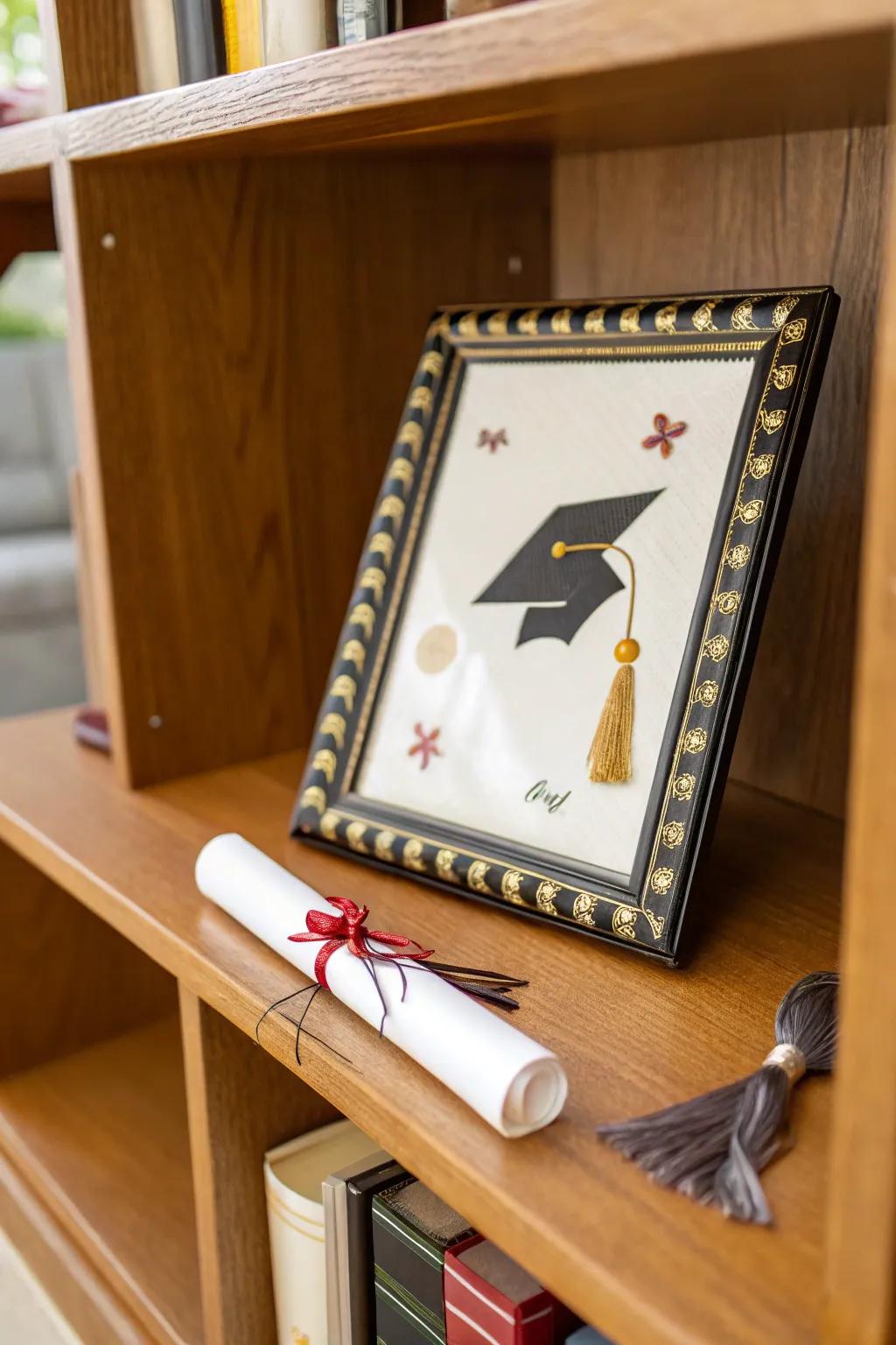 Graduation symbols add classic charm to your display.