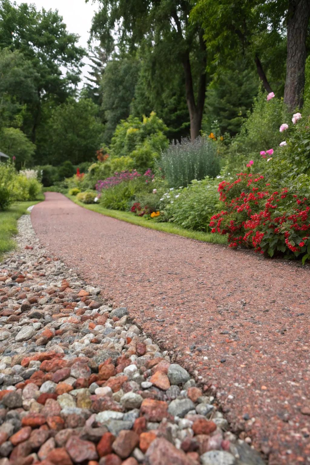 A vibrant and colorful gravel mix for a unique driveway.