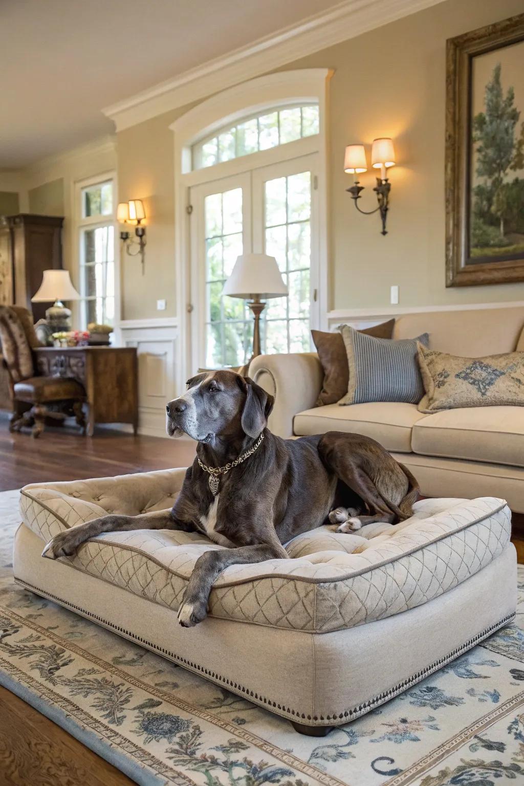 Sofa-style beds offer the perfect blend of luxury and comfort for your Great Dane.