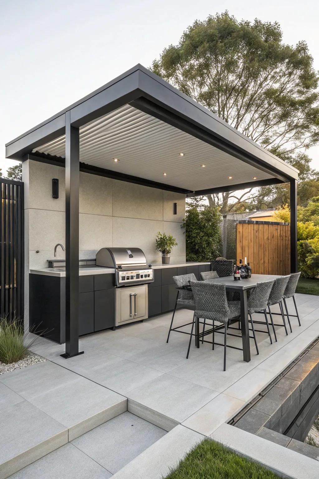 Embrace modern elegance with a sleek pavilion design.