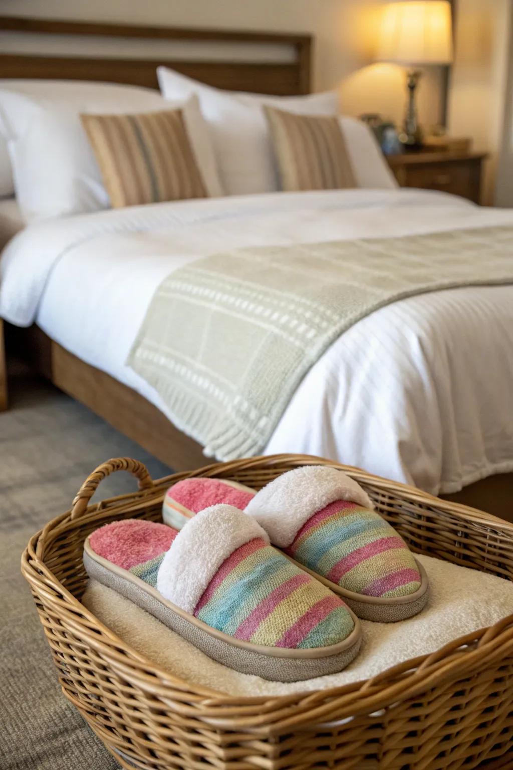 Cozy slippers to make guests feel right at home.