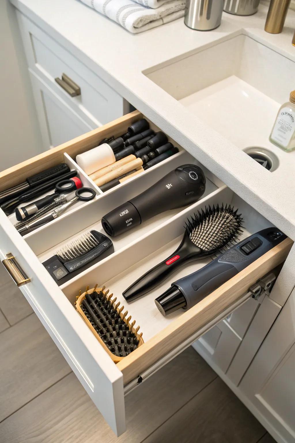 Tailor-fit drawer inserts for a tidy and organized bathroom.