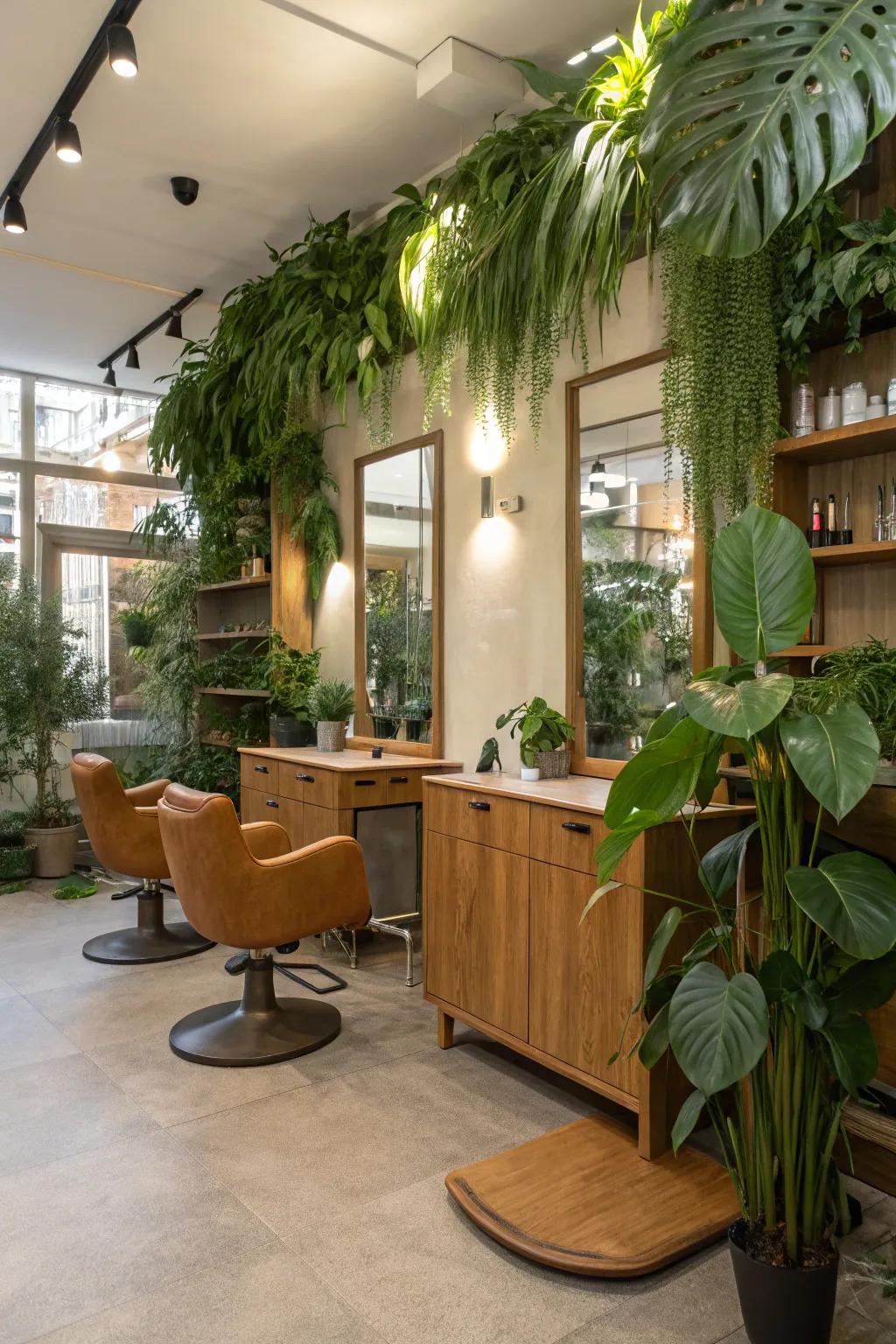 Natural elements add a calming touch to your salon.