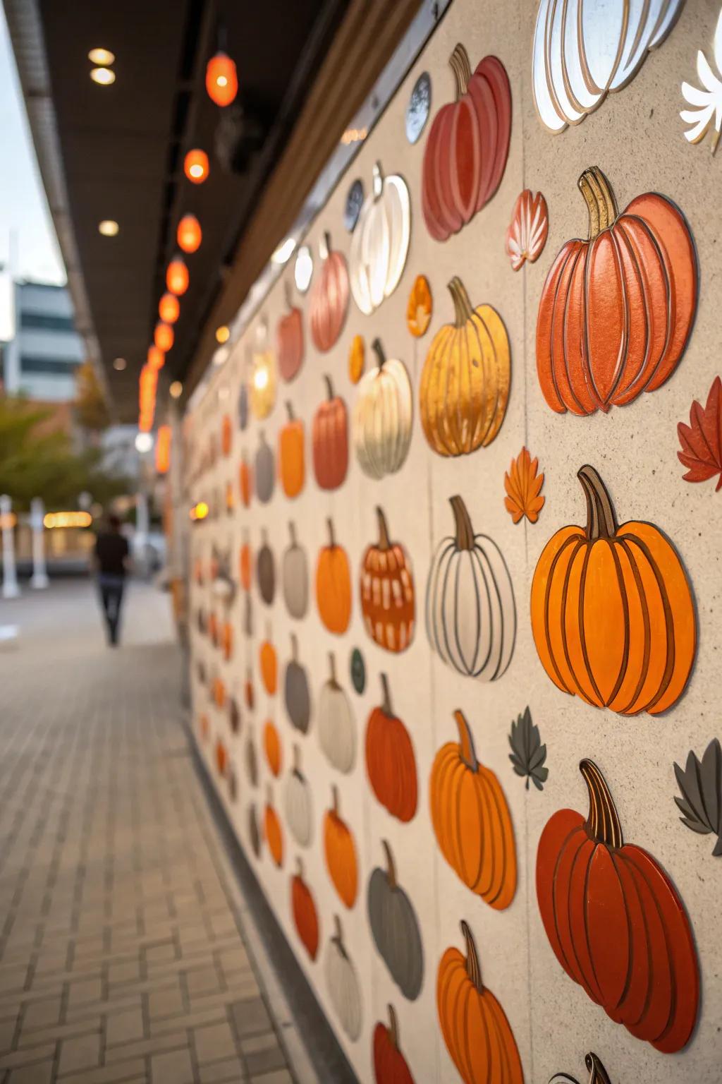 Pumpkin decals create a festive and modern Halloween look.