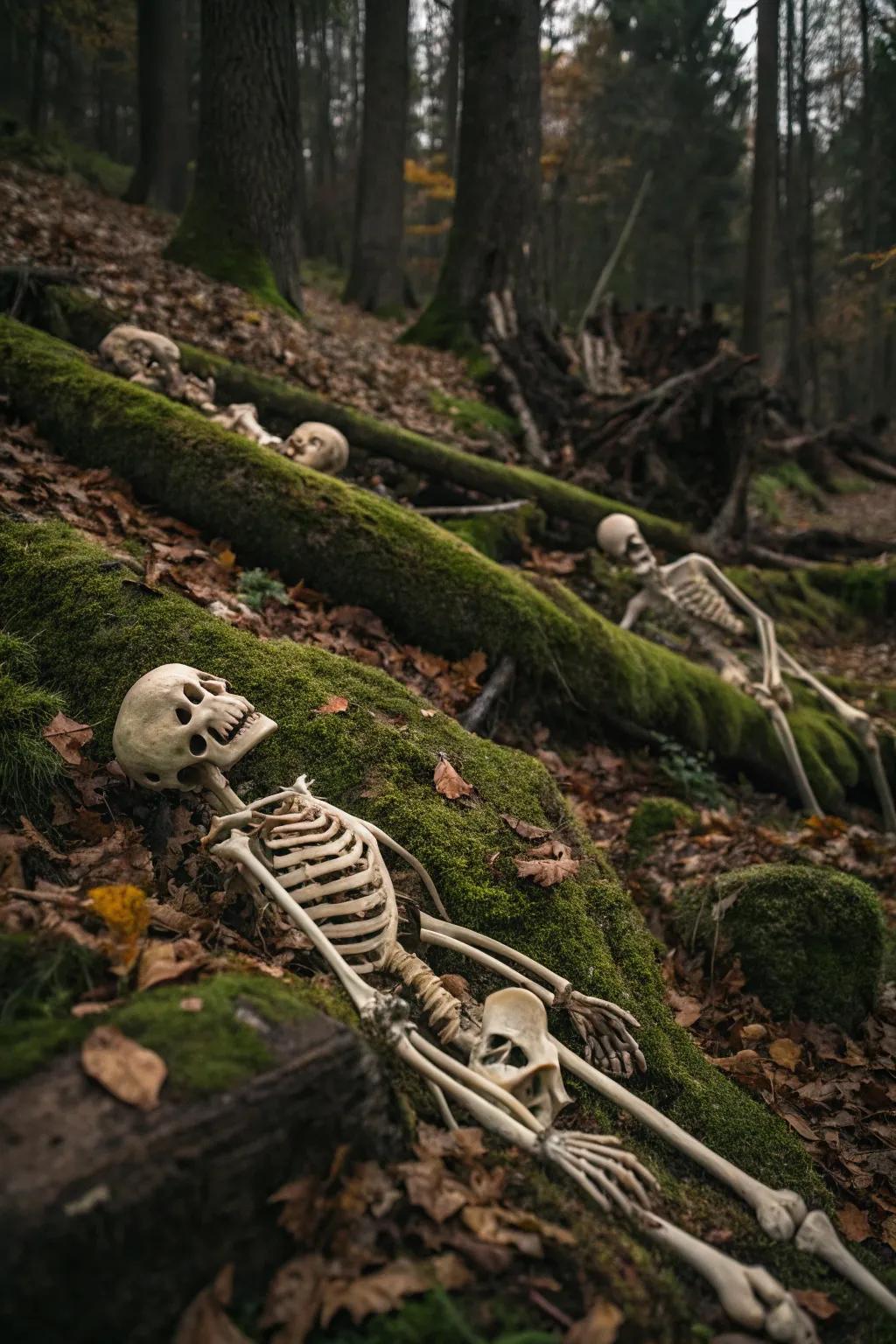 Skeletons add a timeless touch of terror to any haunted setting.