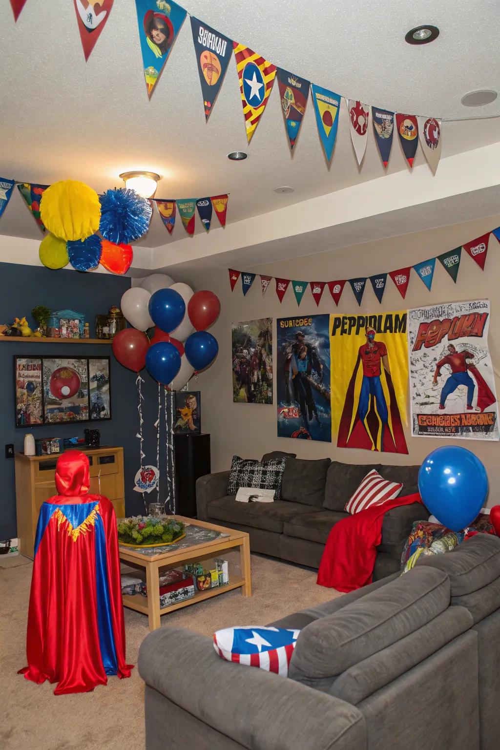 A superhero-themed living room ready for adventure.