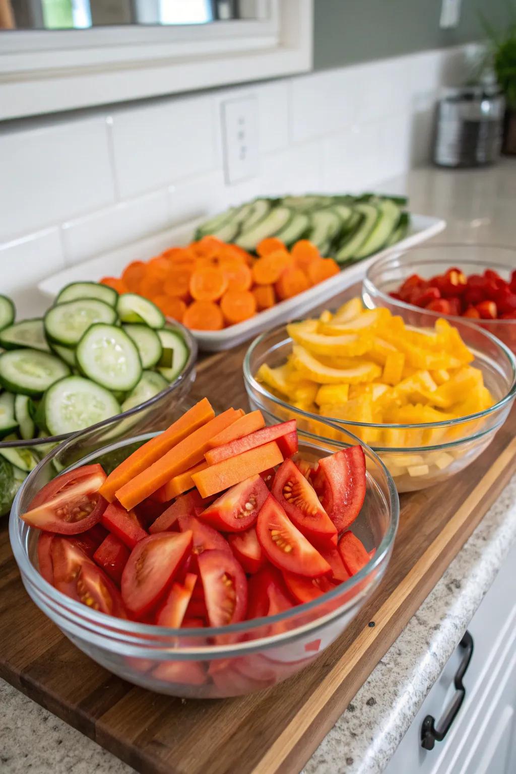 Bright and colorful vegetables ready to add to your salad.