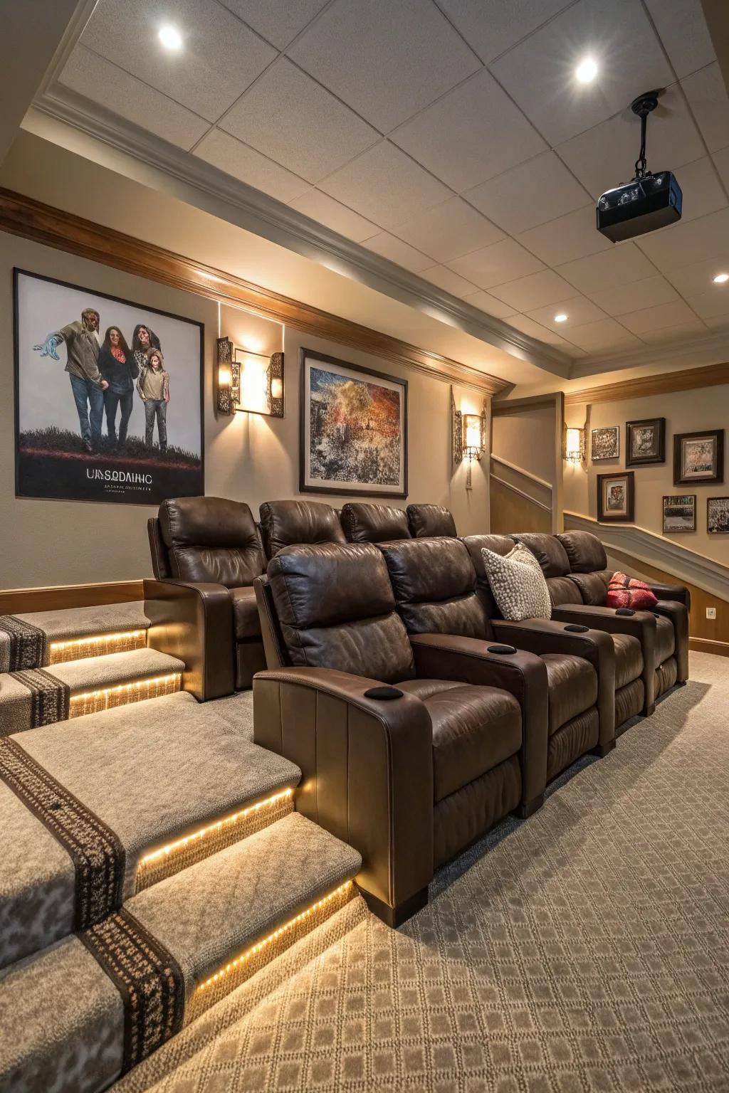 Recliners on risers for the ultimate luxurious movie experience.