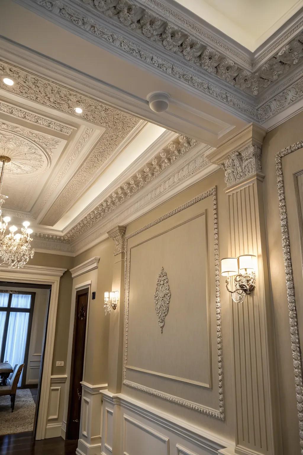 A room enriched with elegant crown molding and detailed trim.