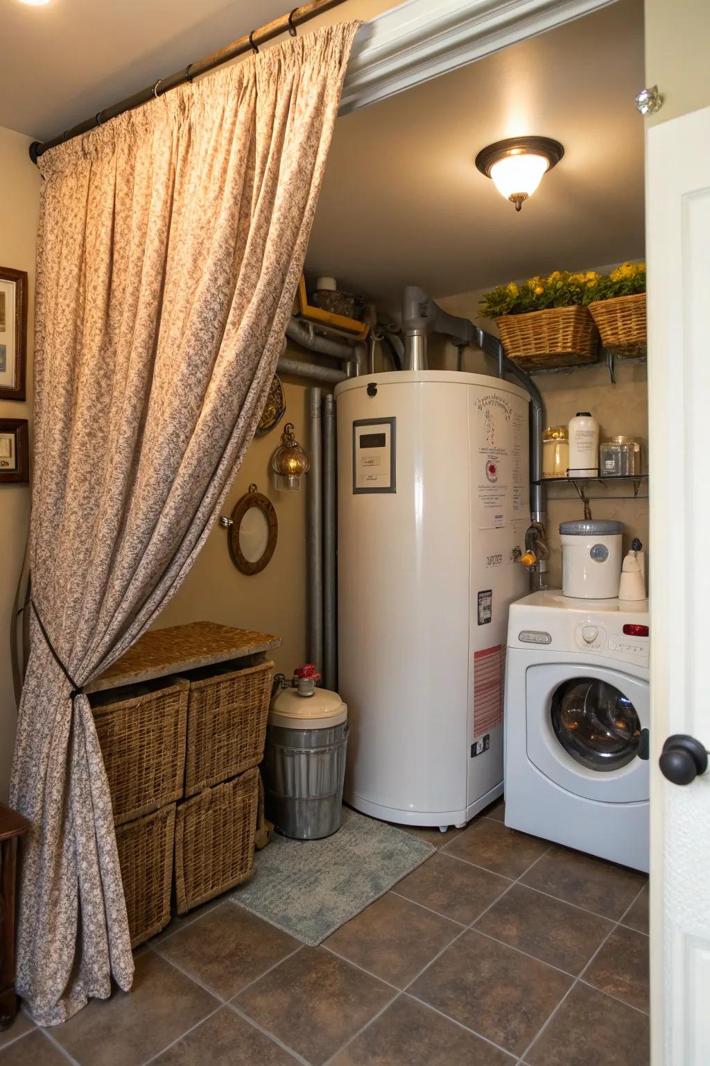 Curtains offer a quick and affordable concealment solution.