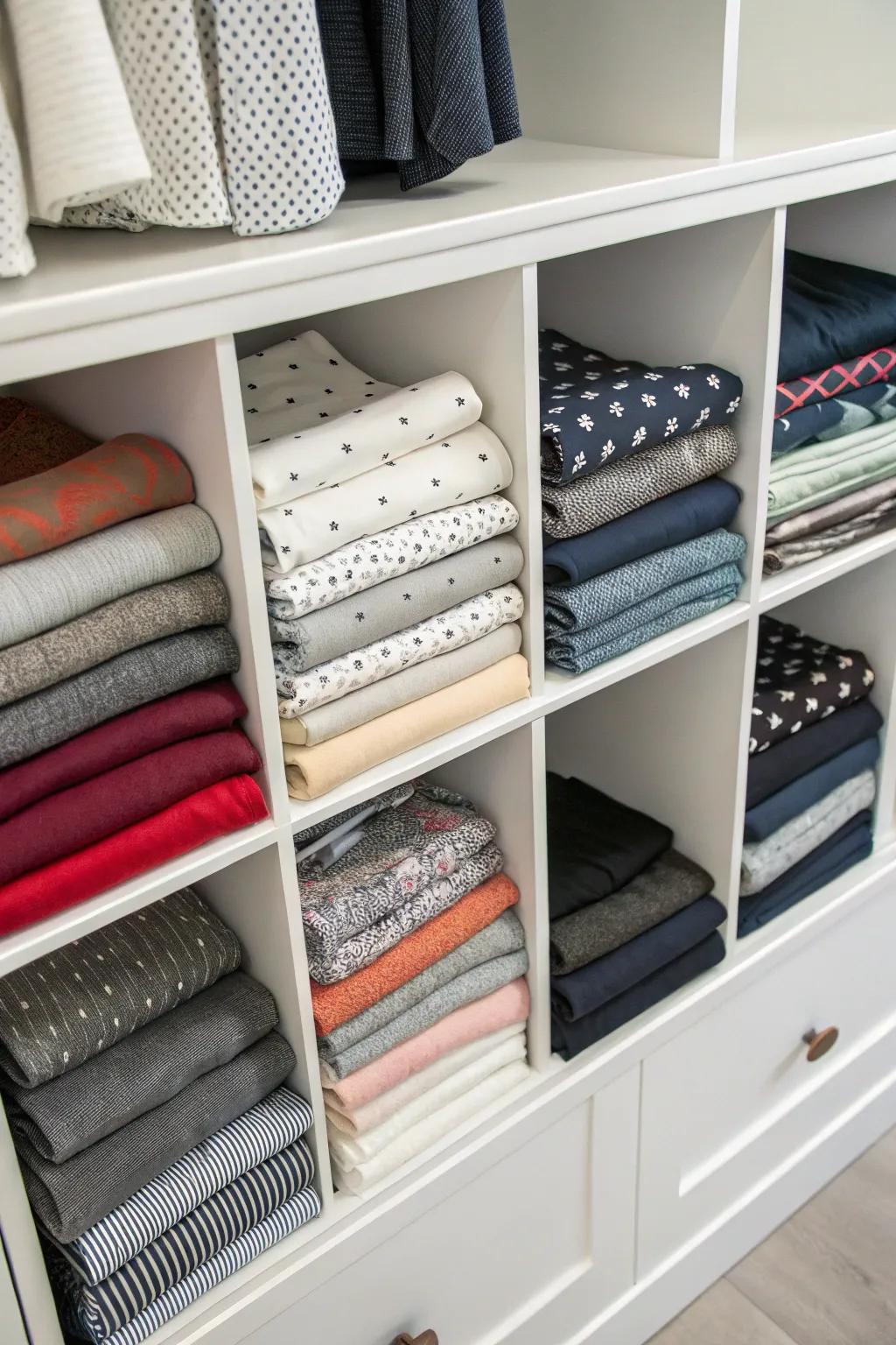 Fold and stack your leggings with dividers for a neat and tidy look.
