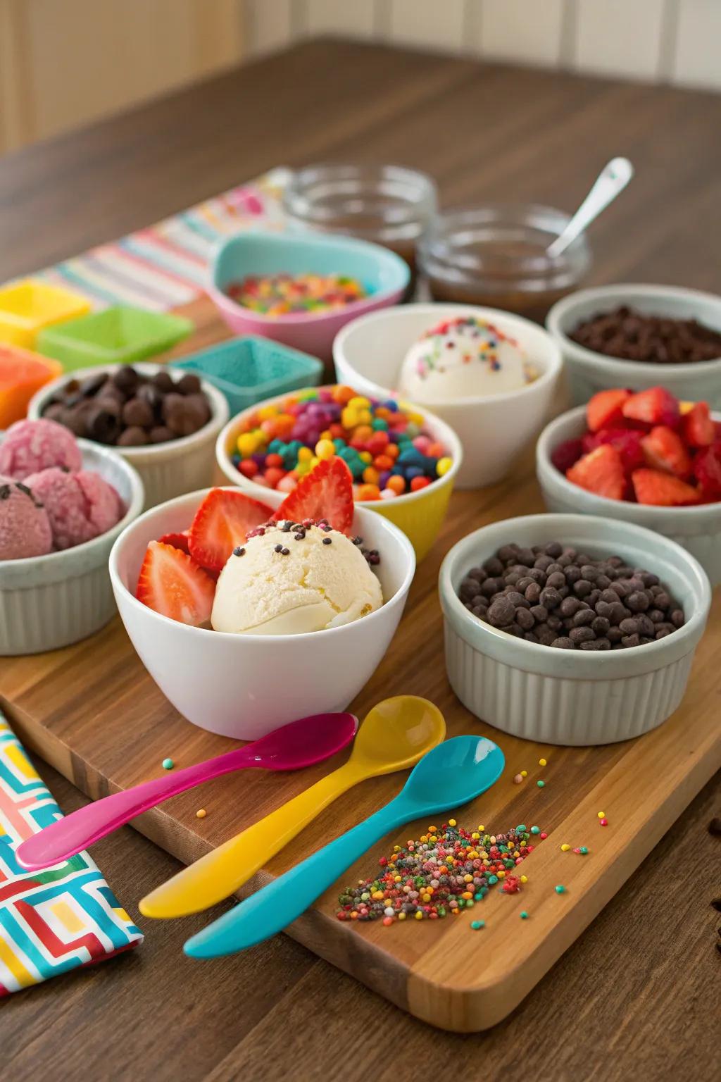 A DIY sundae bar that invites creativity and indulgence.