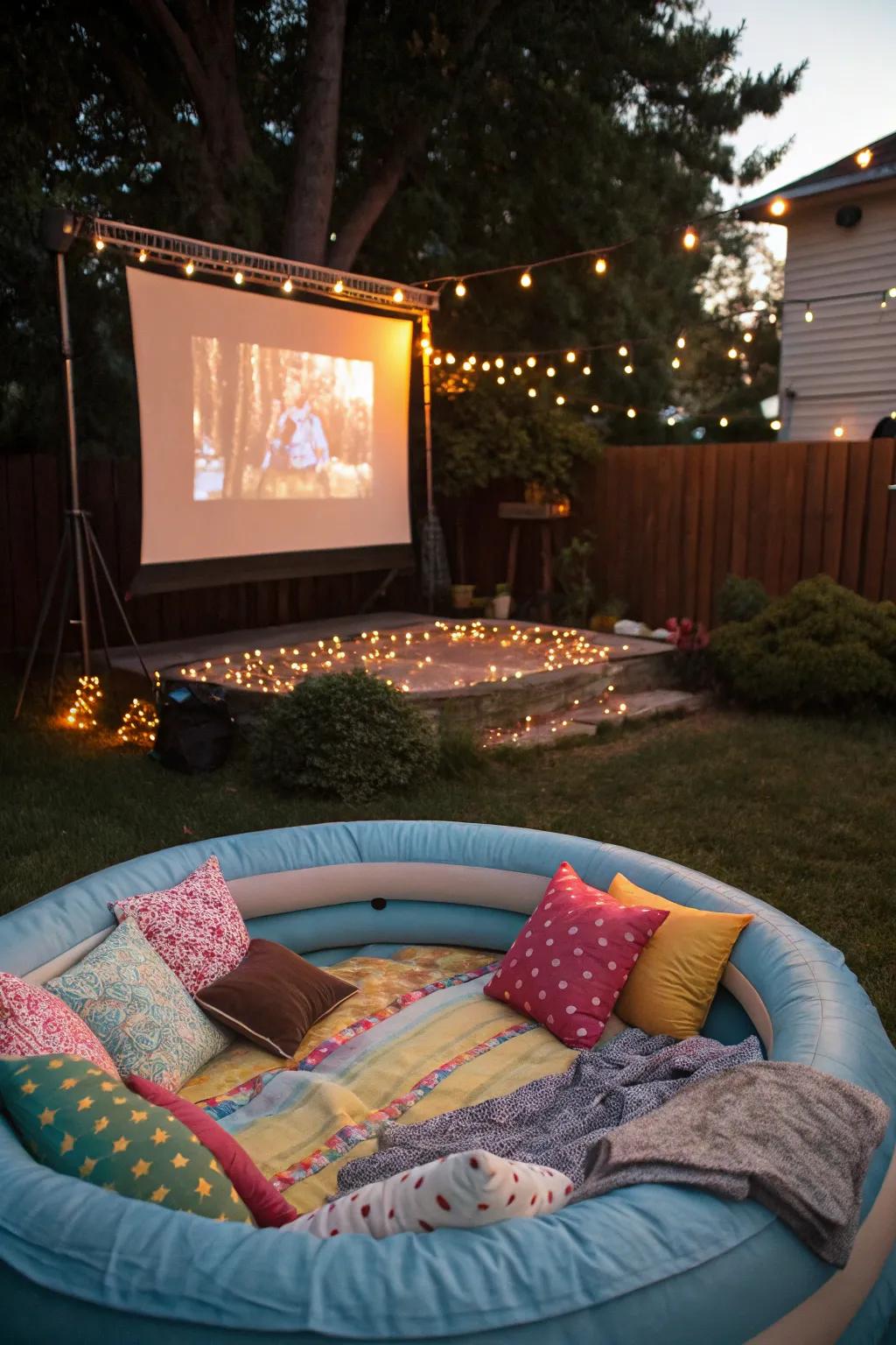 Movie night by the pool: A magical experience under the stars.