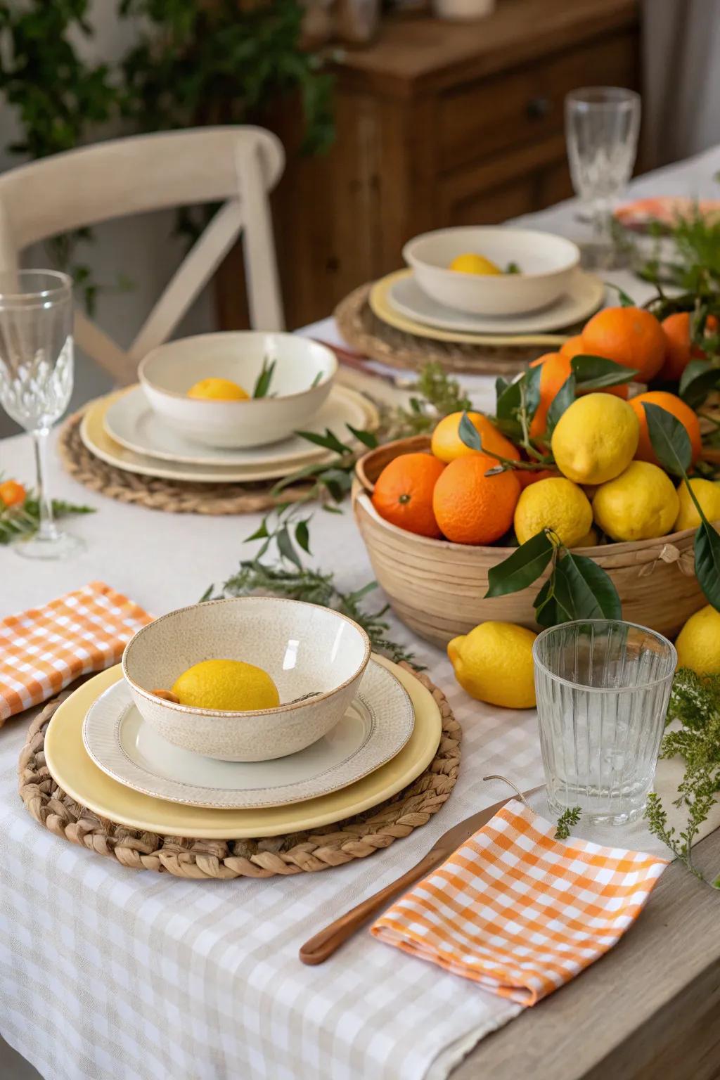 Citrus fruits provide a lively and refreshing accent.