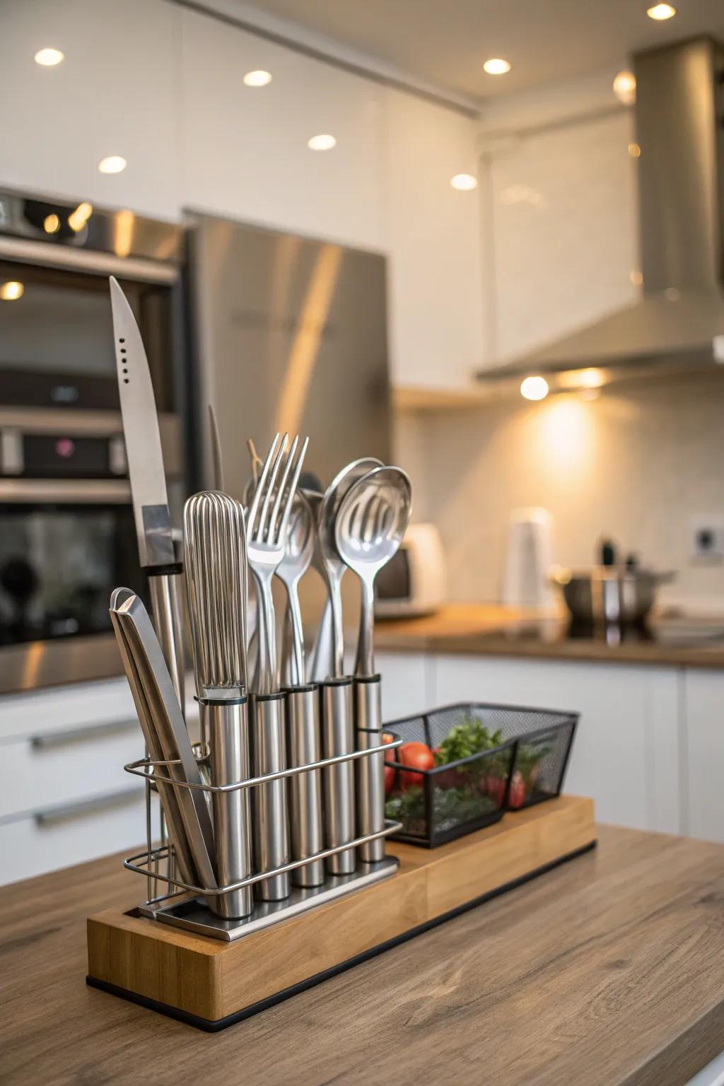 Sleek utensils add both style and functionality to any kitchen.