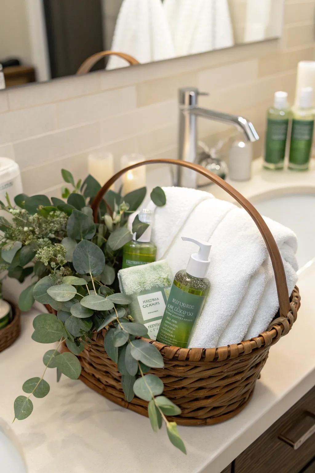 Eucalyptus Retreat: Freshness and relaxation in a basket.