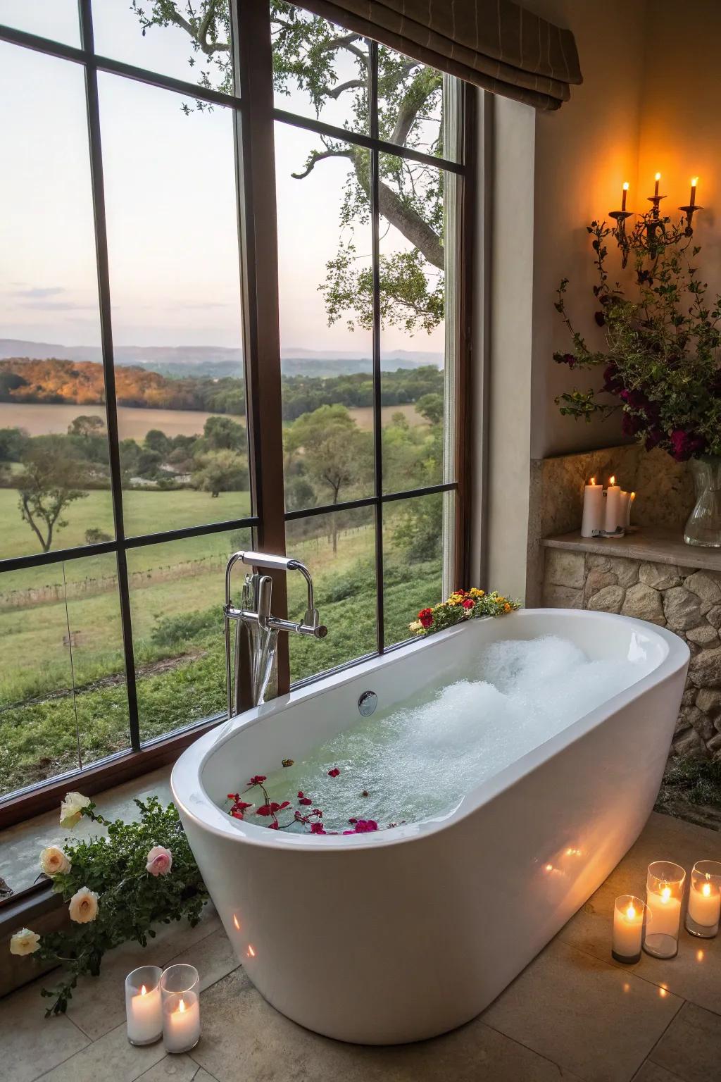 A freestanding tub offers both luxury and relaxation.