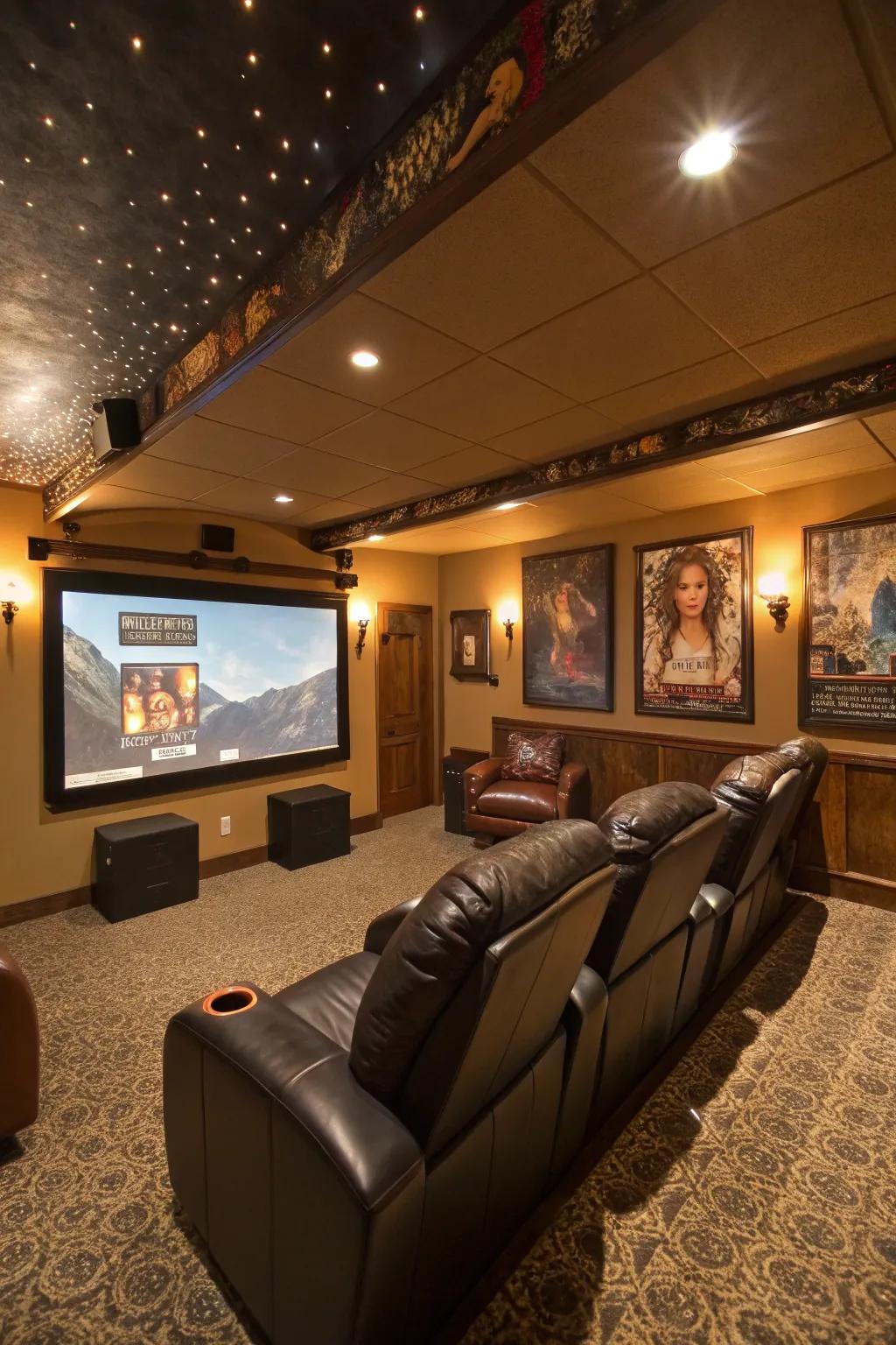 Experience movie magic with a home theater man cave.