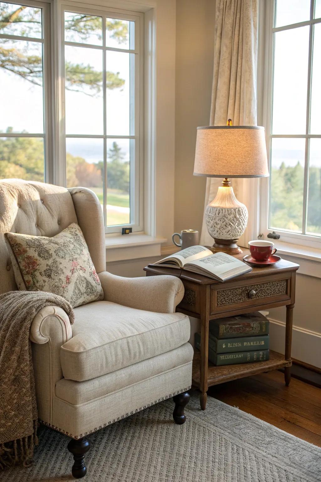 A reading nook offers a personal retreat within your master bedroom.