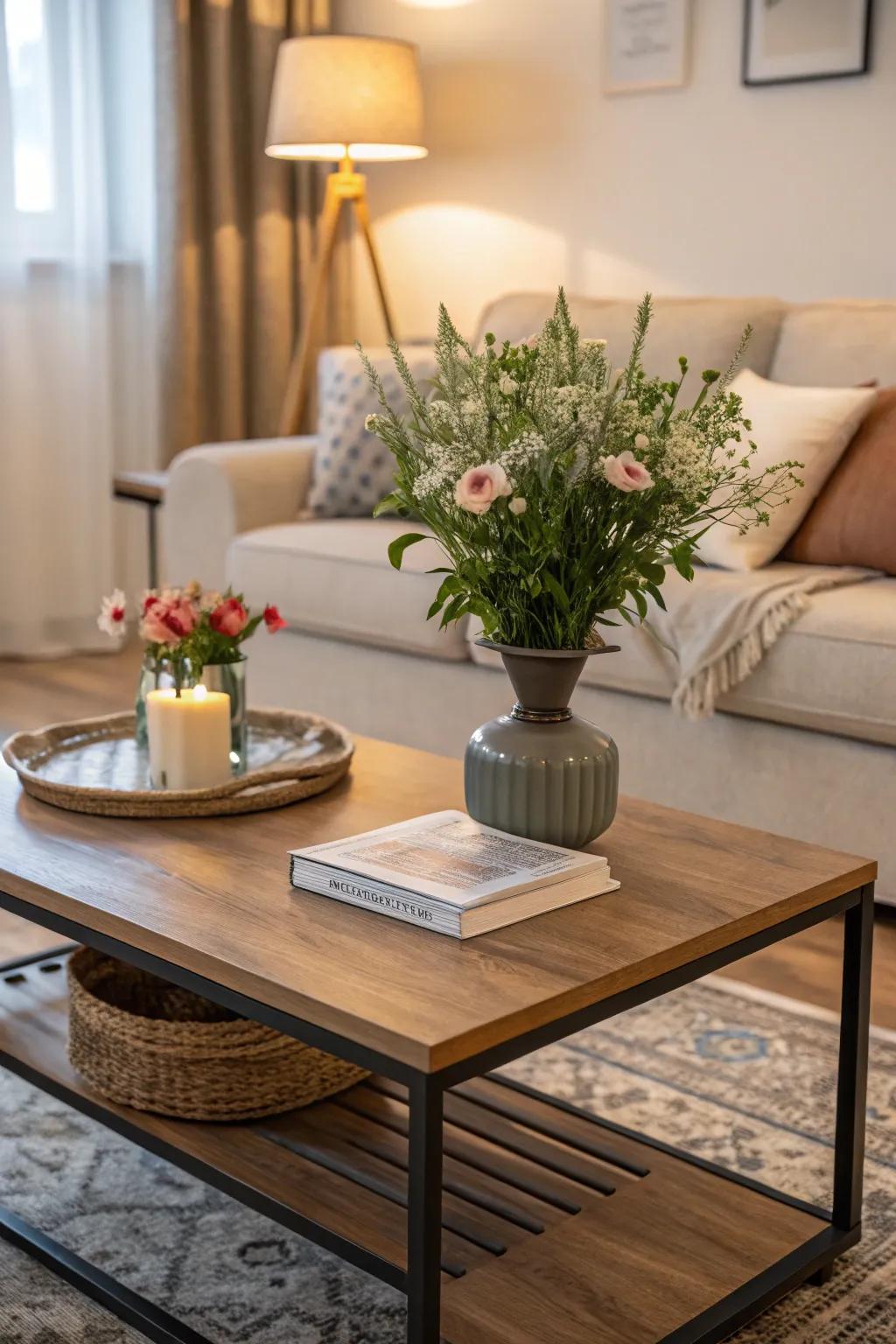 Nature meets design in this fresh coffee table look.