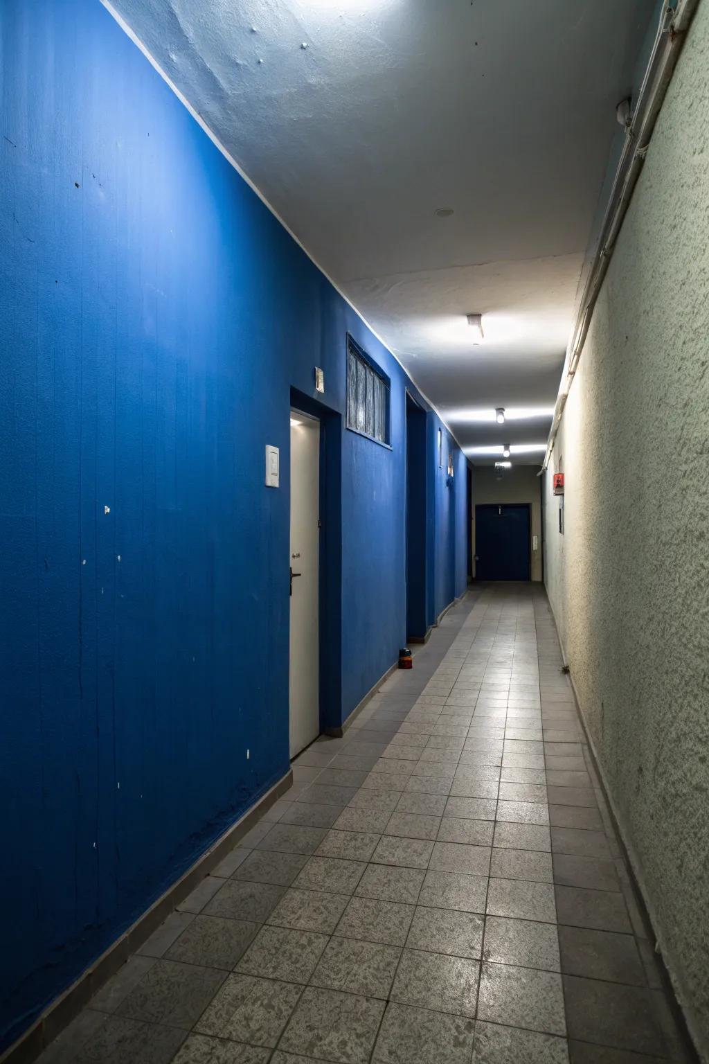 A bold accent wall can add character to your hallway.