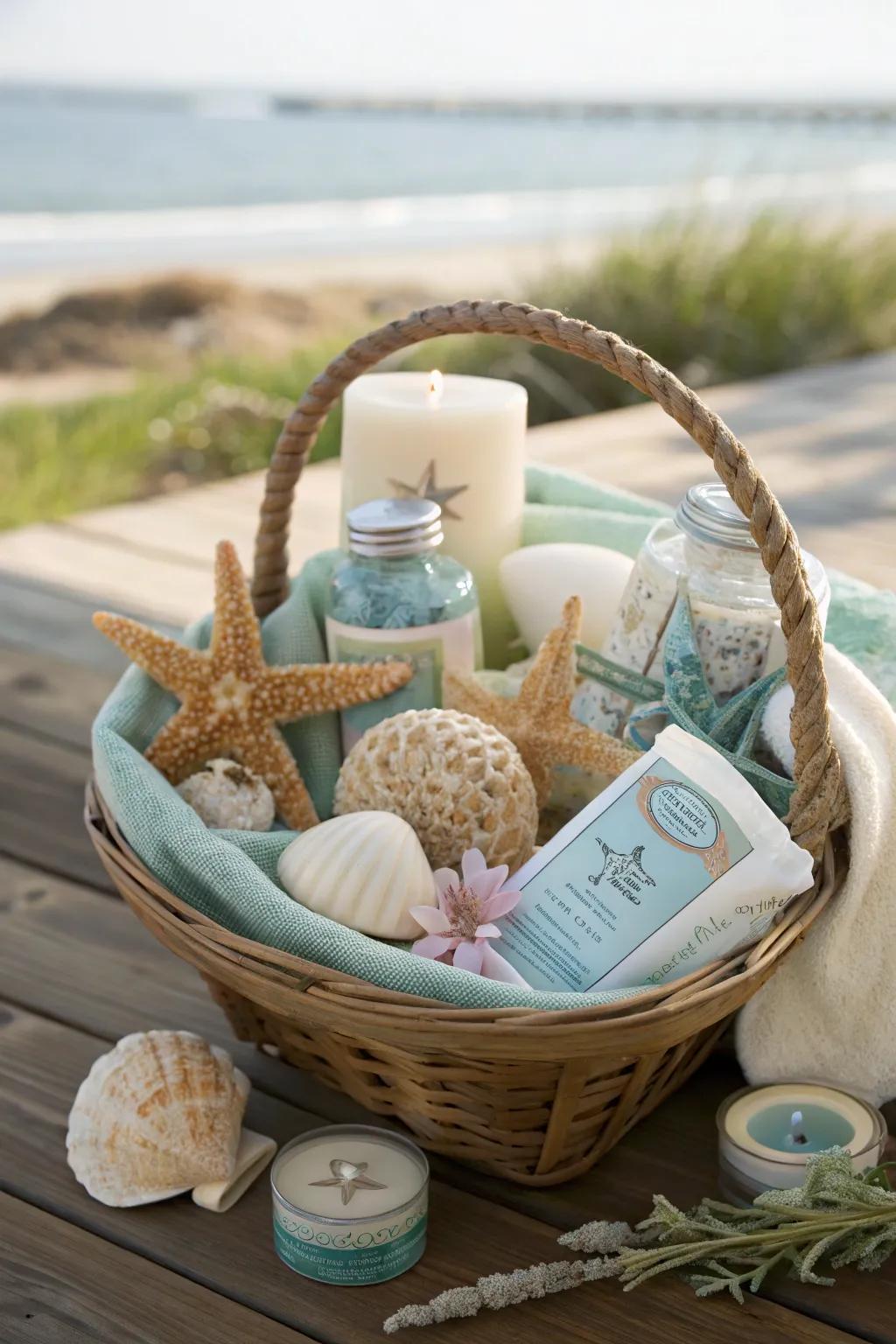 A coastal gift basket is a delightful surprise for any ocean enthusiast.