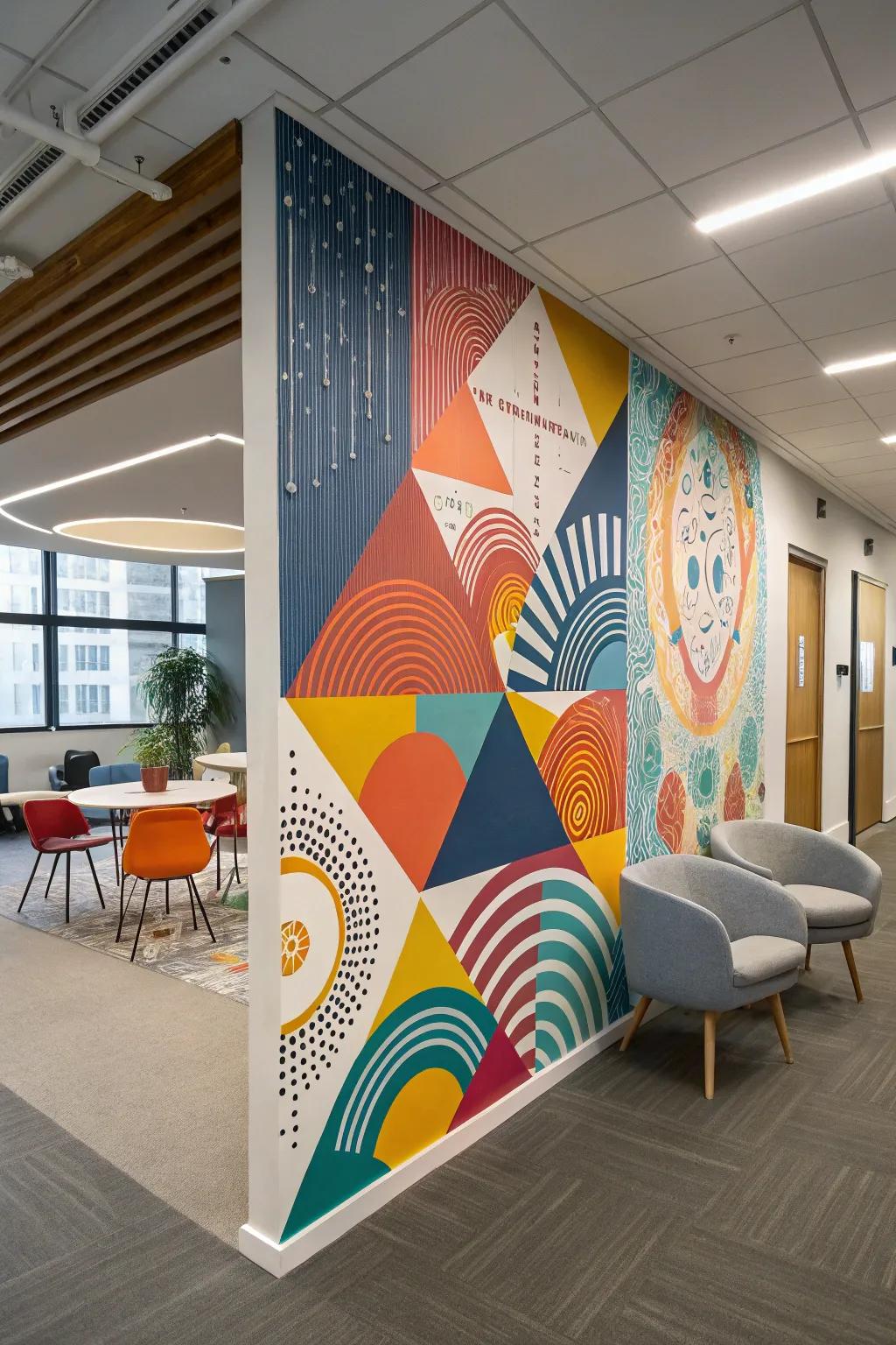 Add a modern touch to your office with abstract art murals.