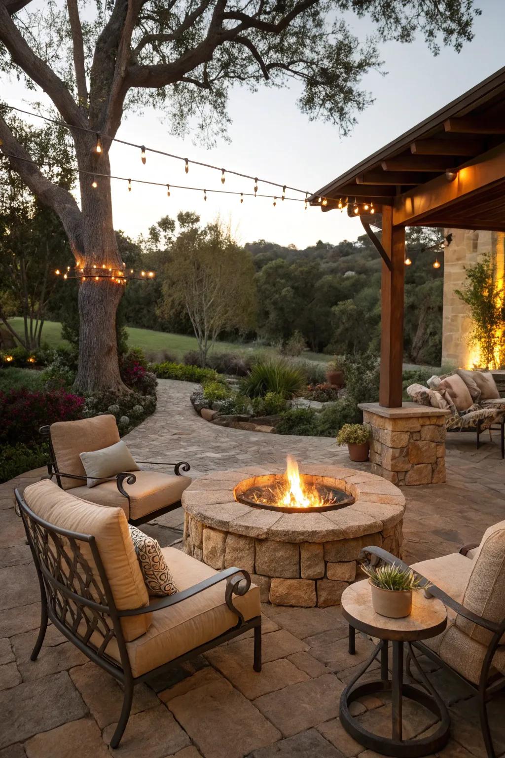 A warm and inviting fire pit setting for chilly nights.