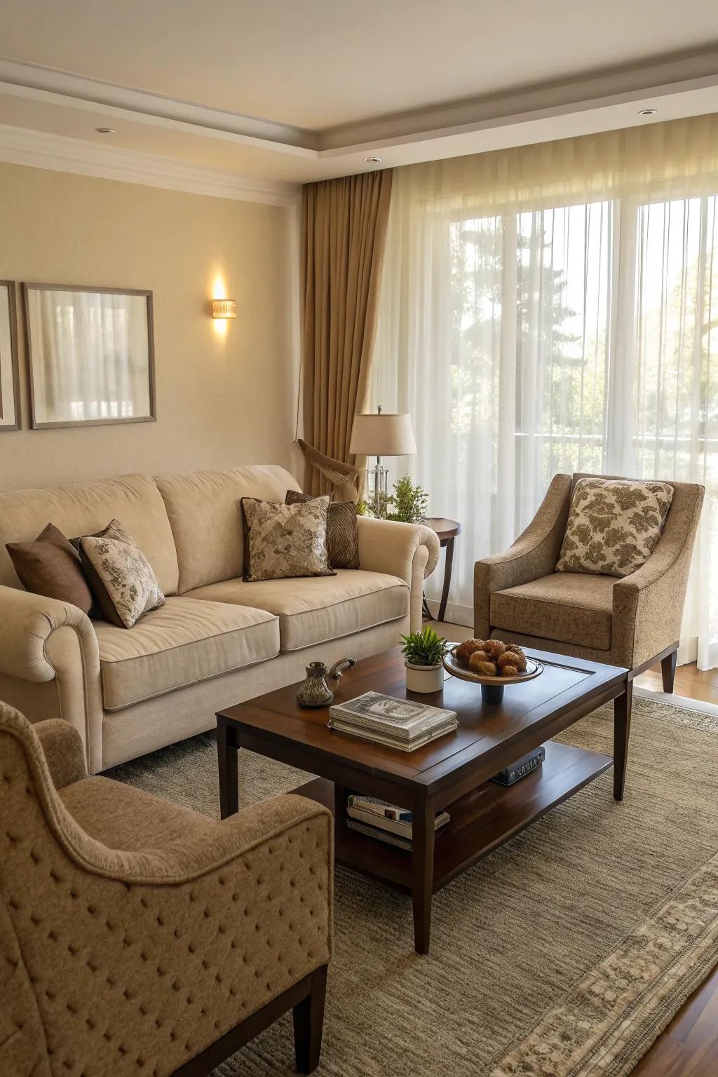 A cozy and inviting seating arrangement perfect for unwinding.