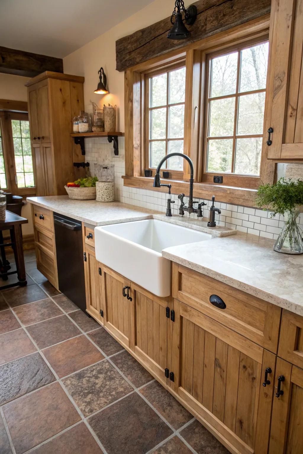 Farmhouse sinks offer vintage charm and practical functionality.