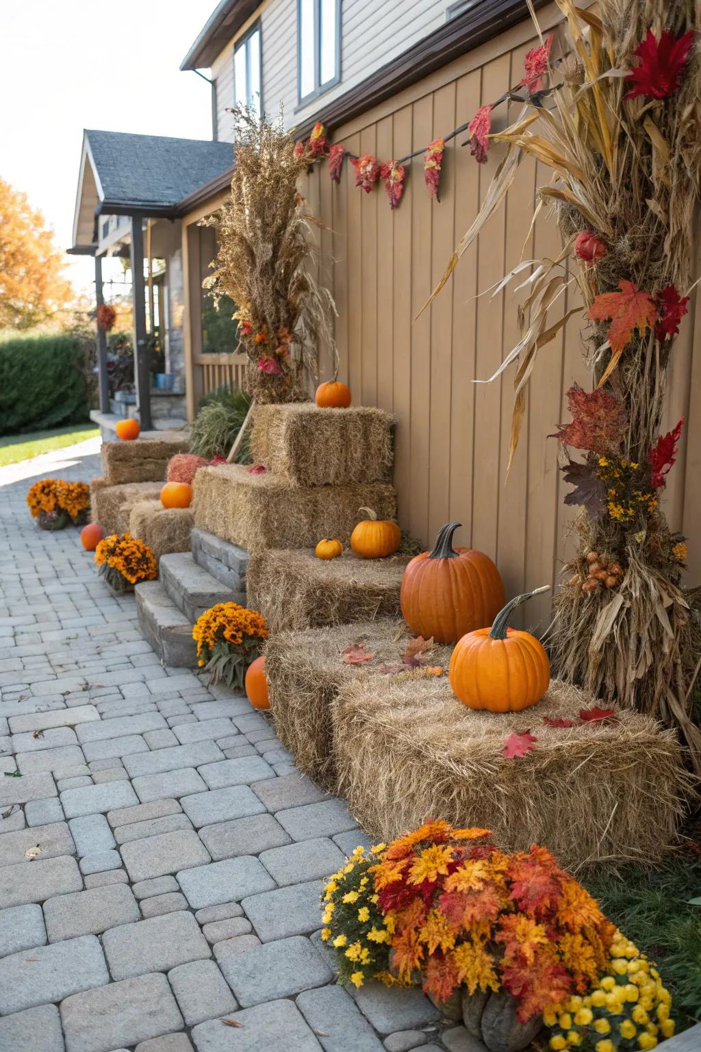 Rustic hay bales create the perfect fall setting.