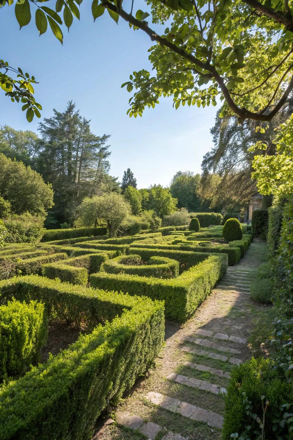 A classic hedge maze offering a quaint and playful garden experience.