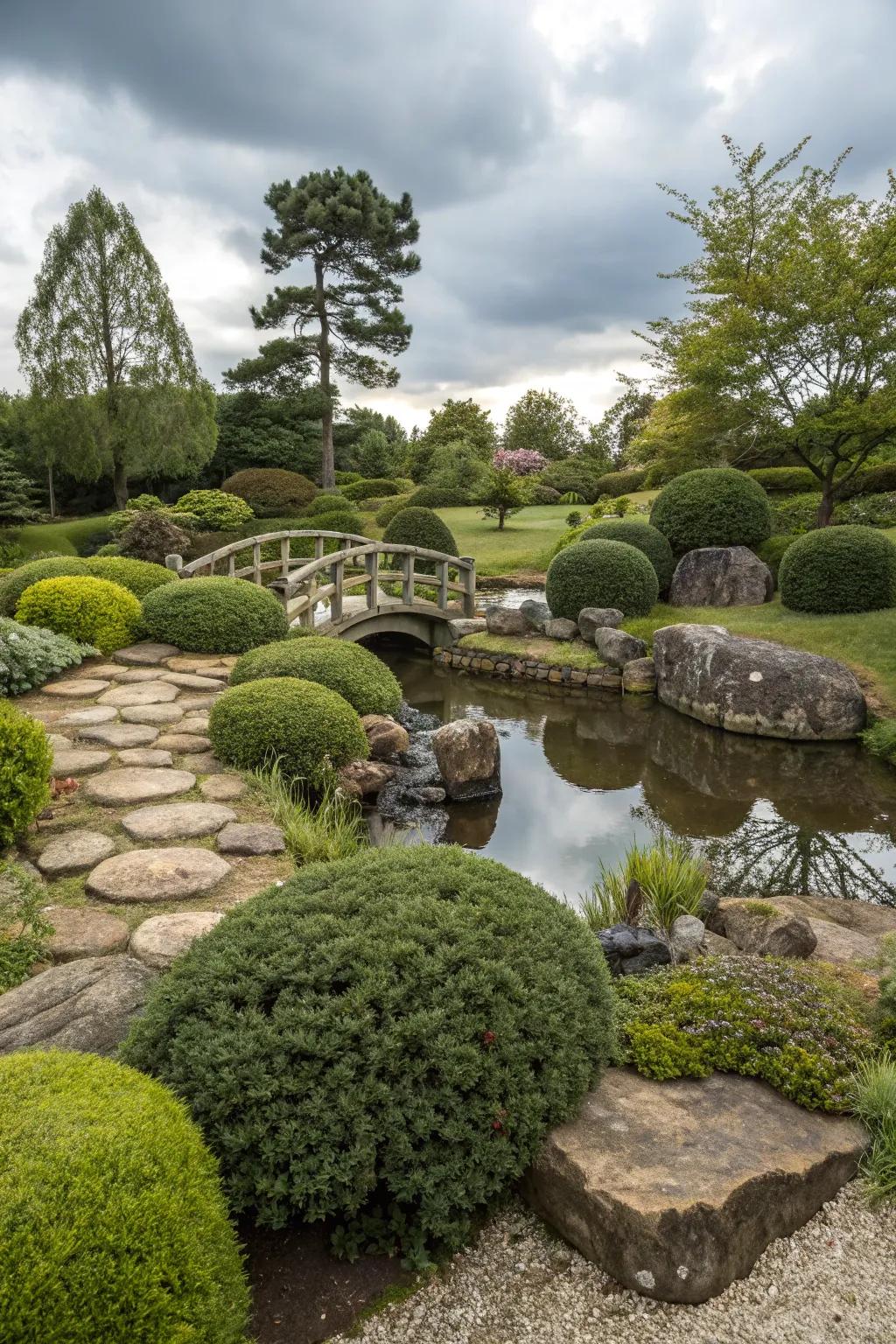 Natural stones creating a focal point, adding depth and interest.