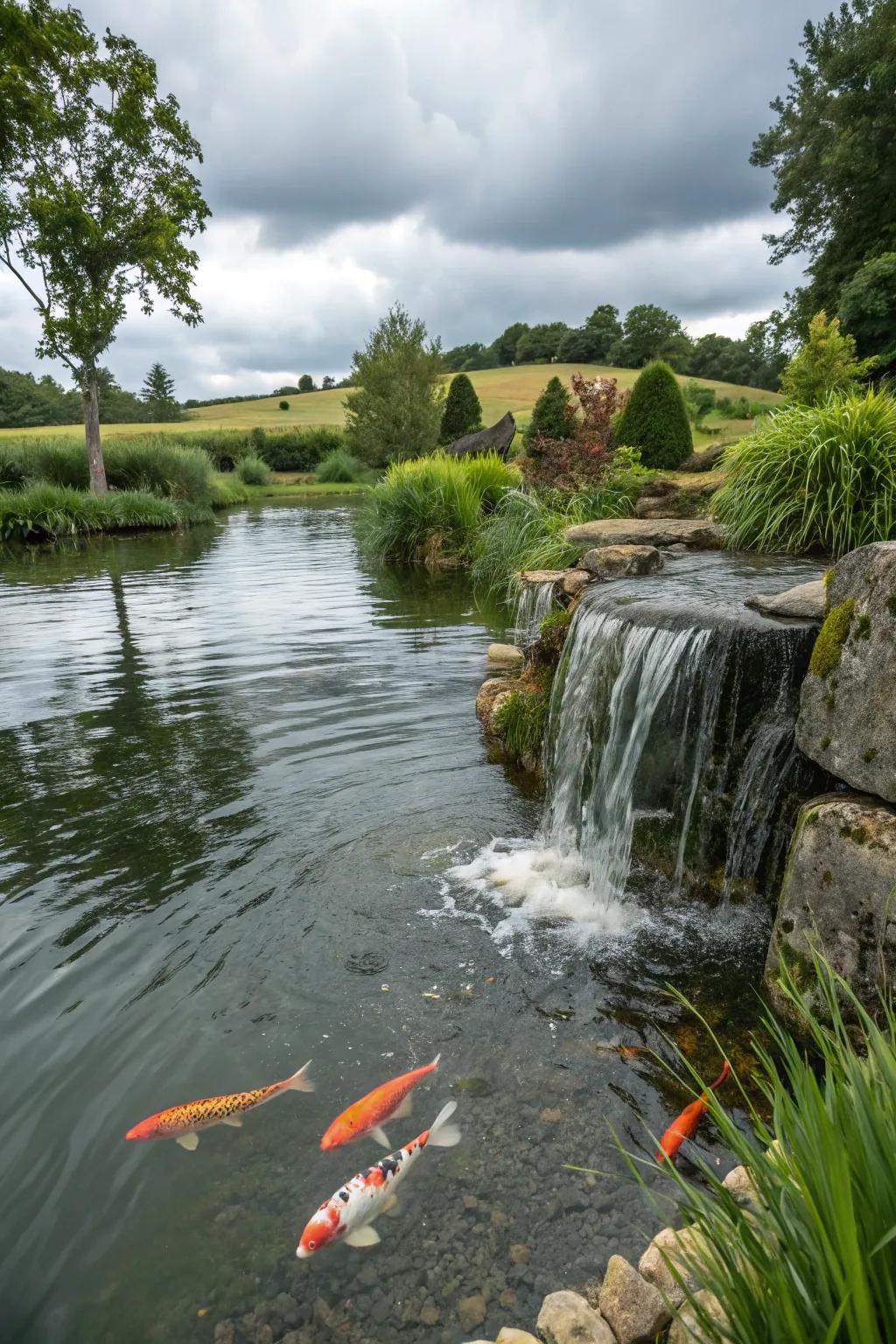 Koi fish add color and movement to any pond setting.