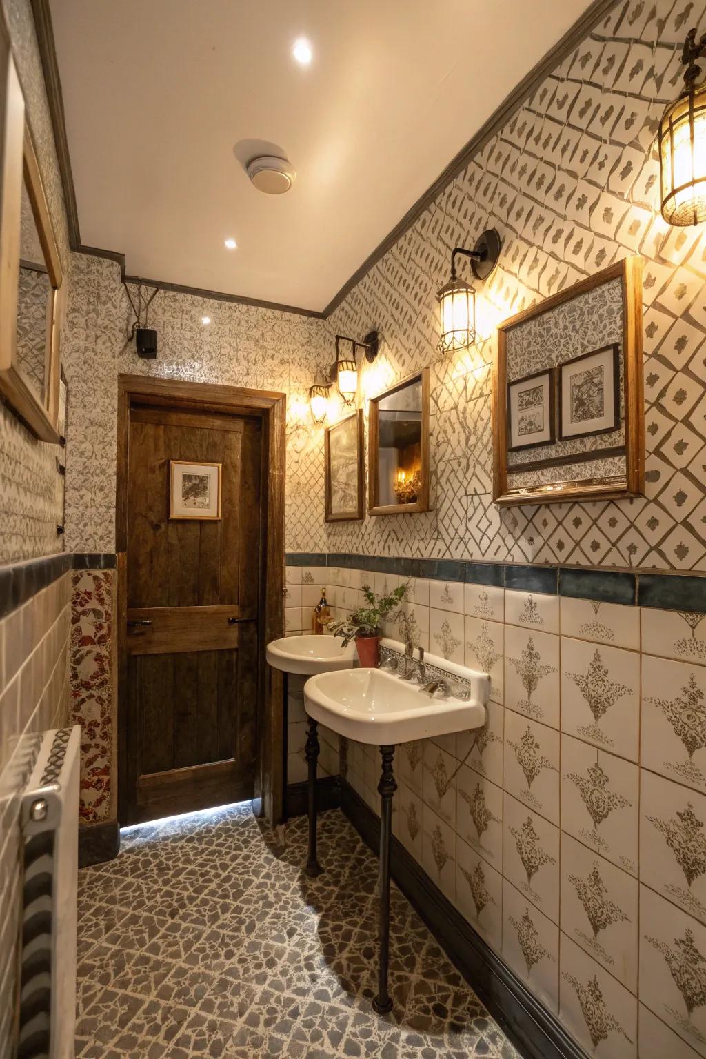 Bold patterns can elevate a small bathroom's style.