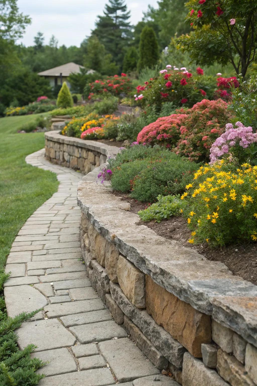 Curved retaining walls bring a touch of elegance to any garden.