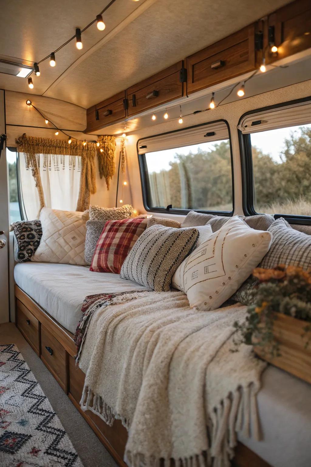 Textiles add warmth and comfort to your RV, making it feel like a home away from home.