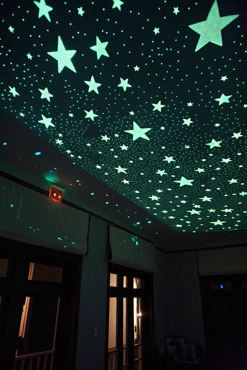 Glow-in-the-dark stars provide a soothing and enchanting ambiance.