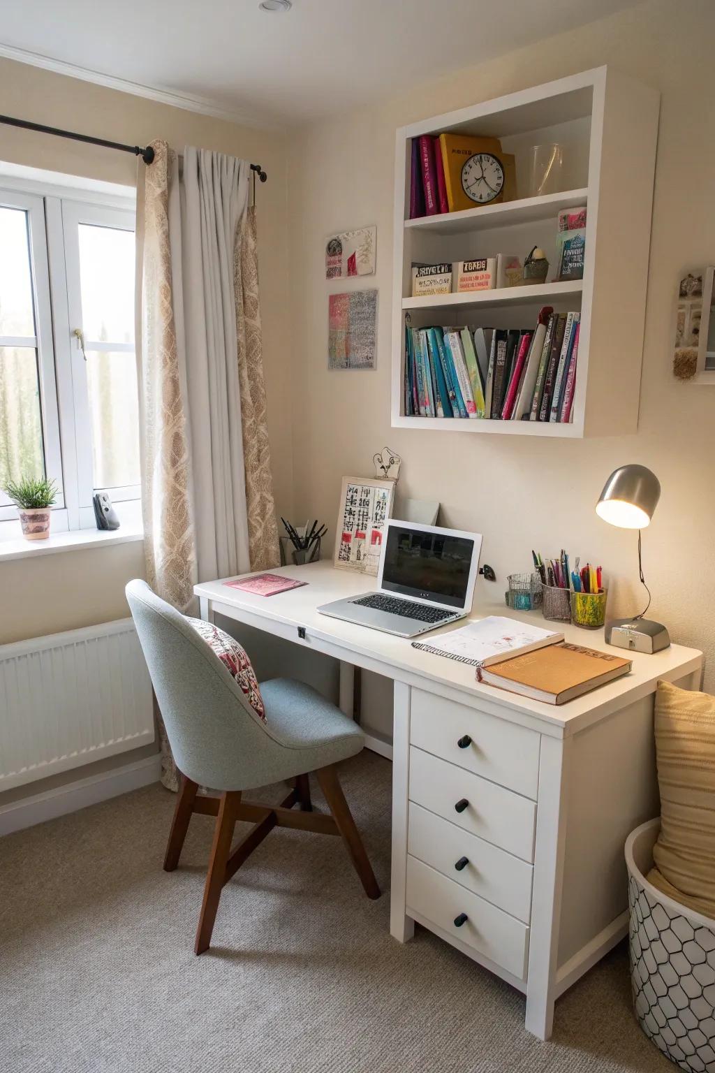 Maximize functionality with a space-saving corner desk.