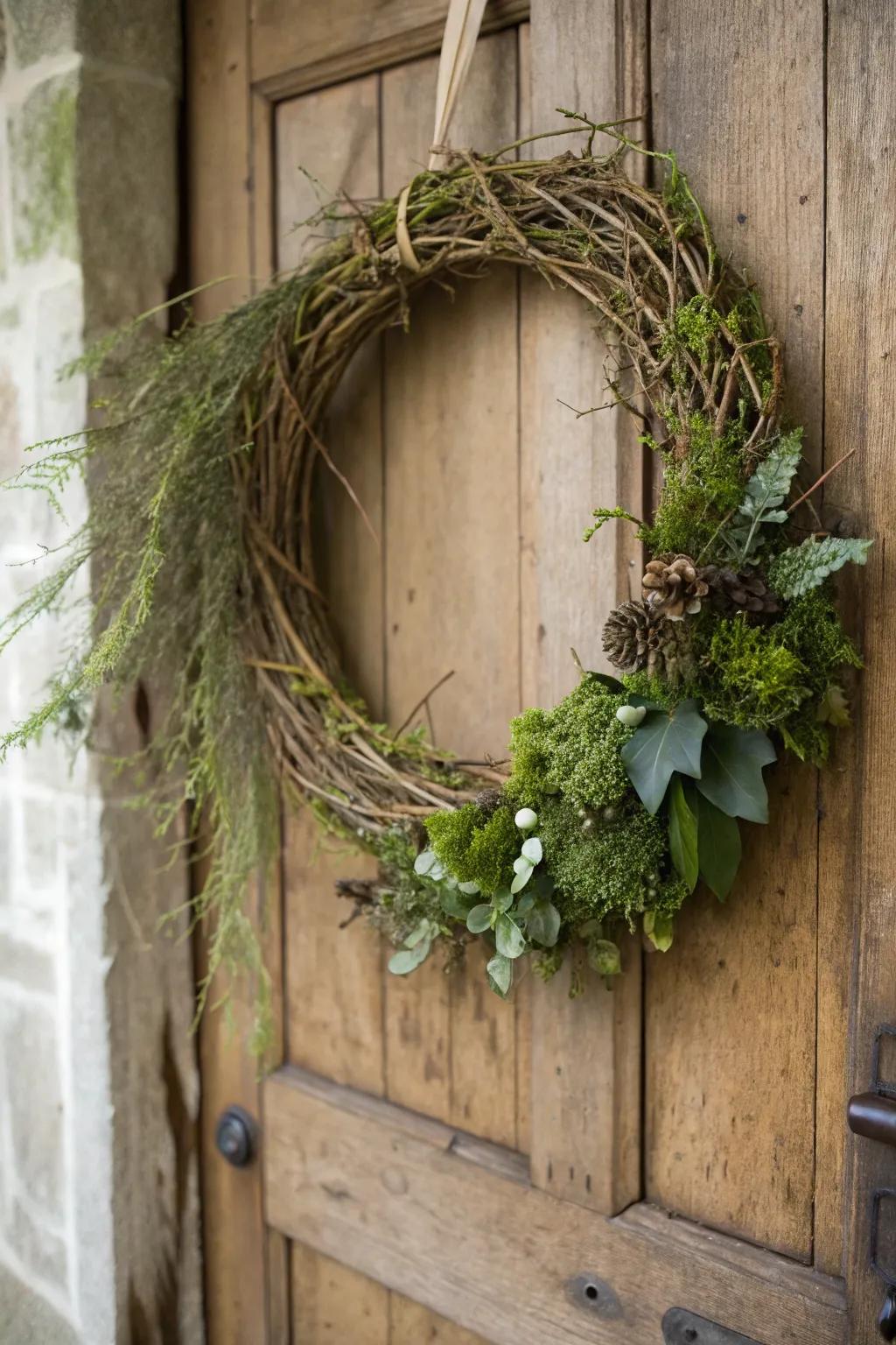 A wreath that brings nature's freshness to your entryway.