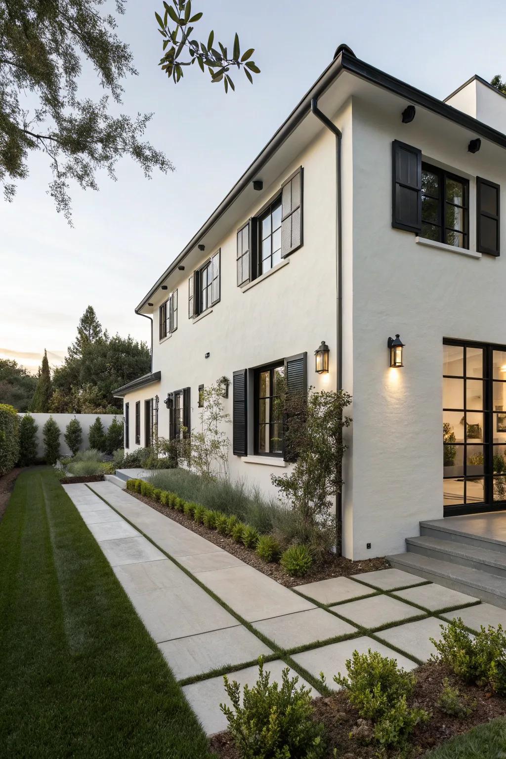 Sophisticated black window trims add contemporary elegance to this home.