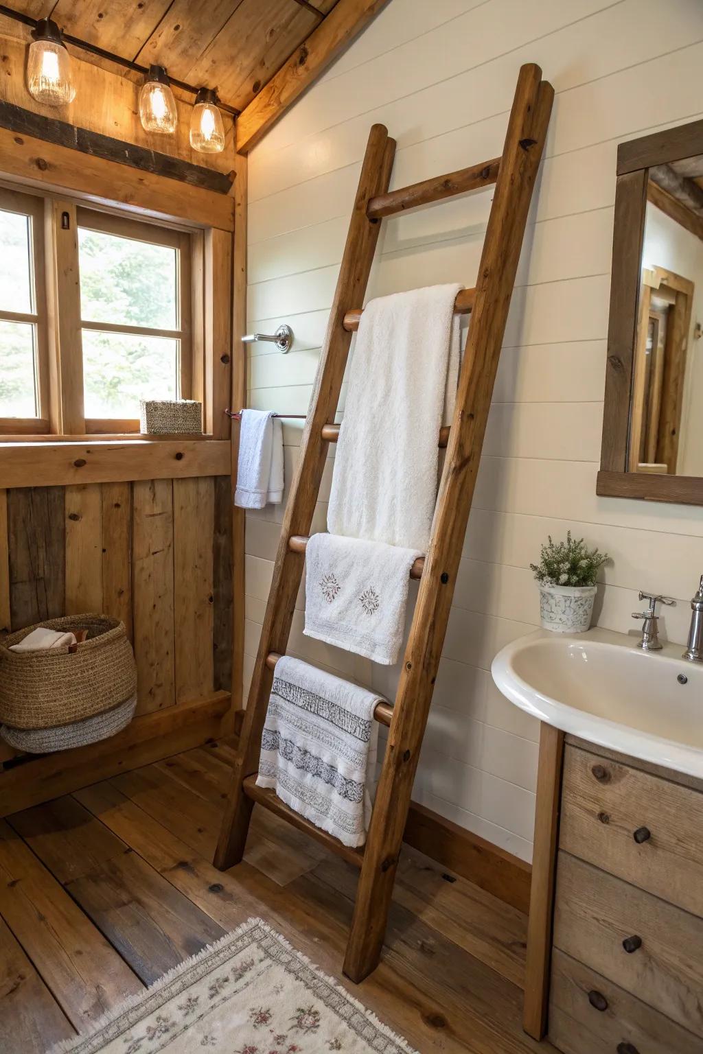 A ladder rack adds rustic charm and functionality.