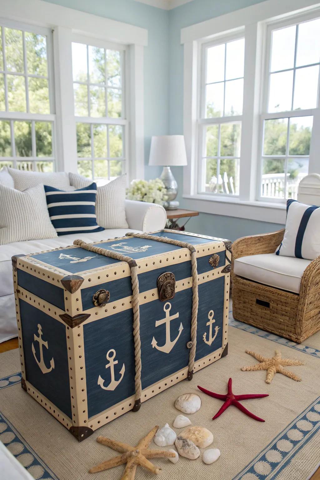 Nautical elements bring the seaside to your living room.