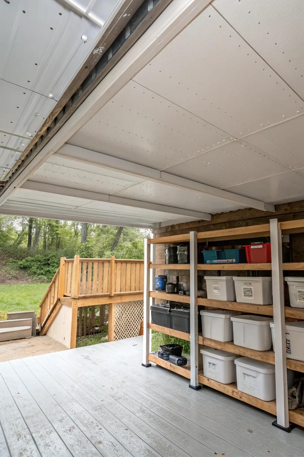 A weatherproof ceiling ensures your stored items stay dry and safe.