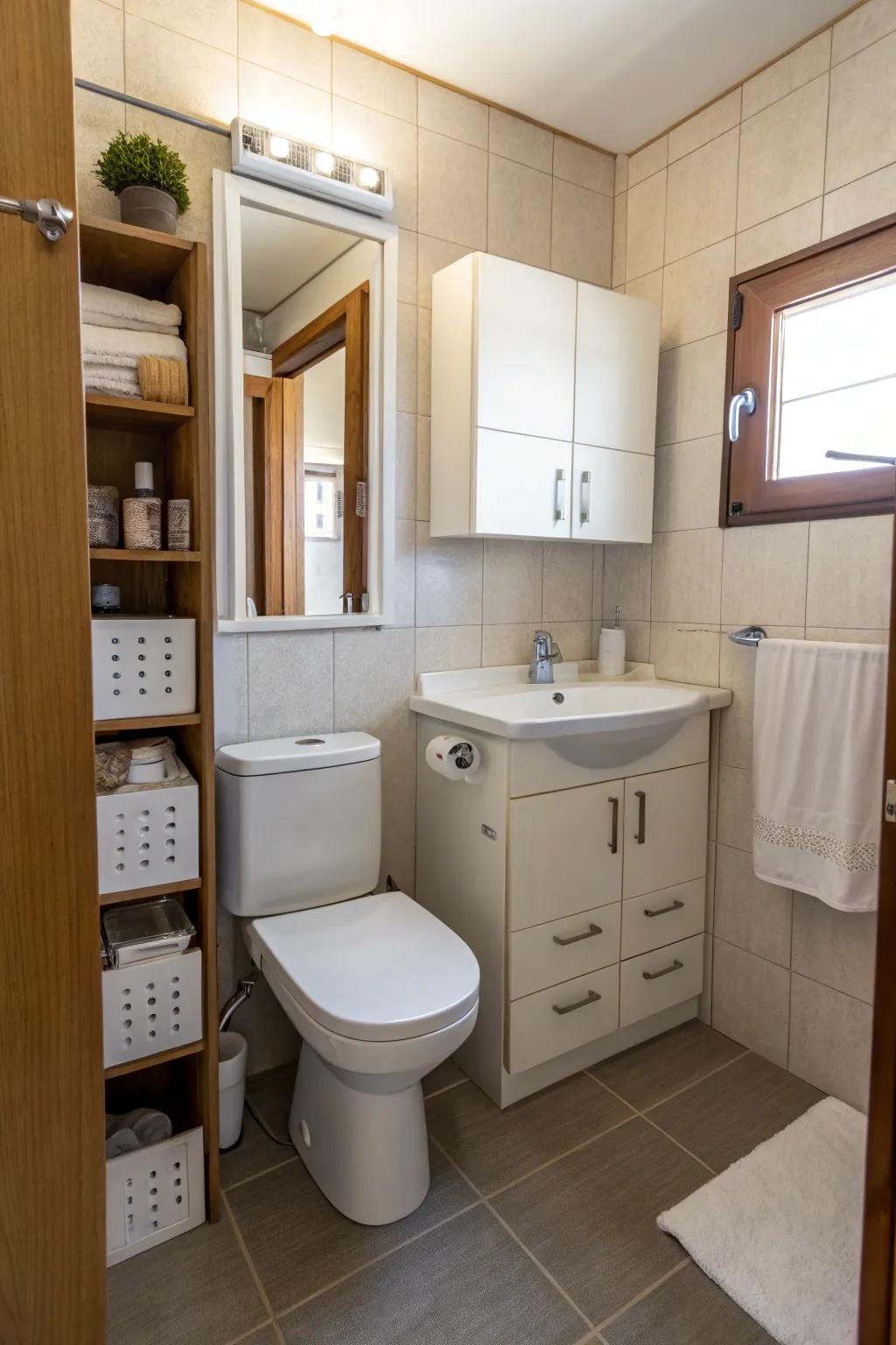 A strategic layout makes a bathroom functional and welcoming.